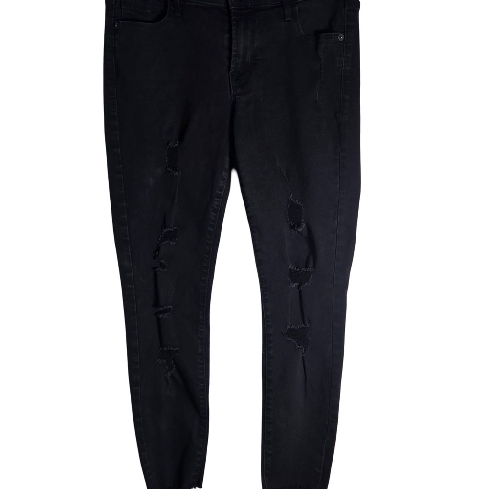 Old Navy‎ Rockstar Black Distressed Skinny Jeans Women's 8 Petite Mid Rise...